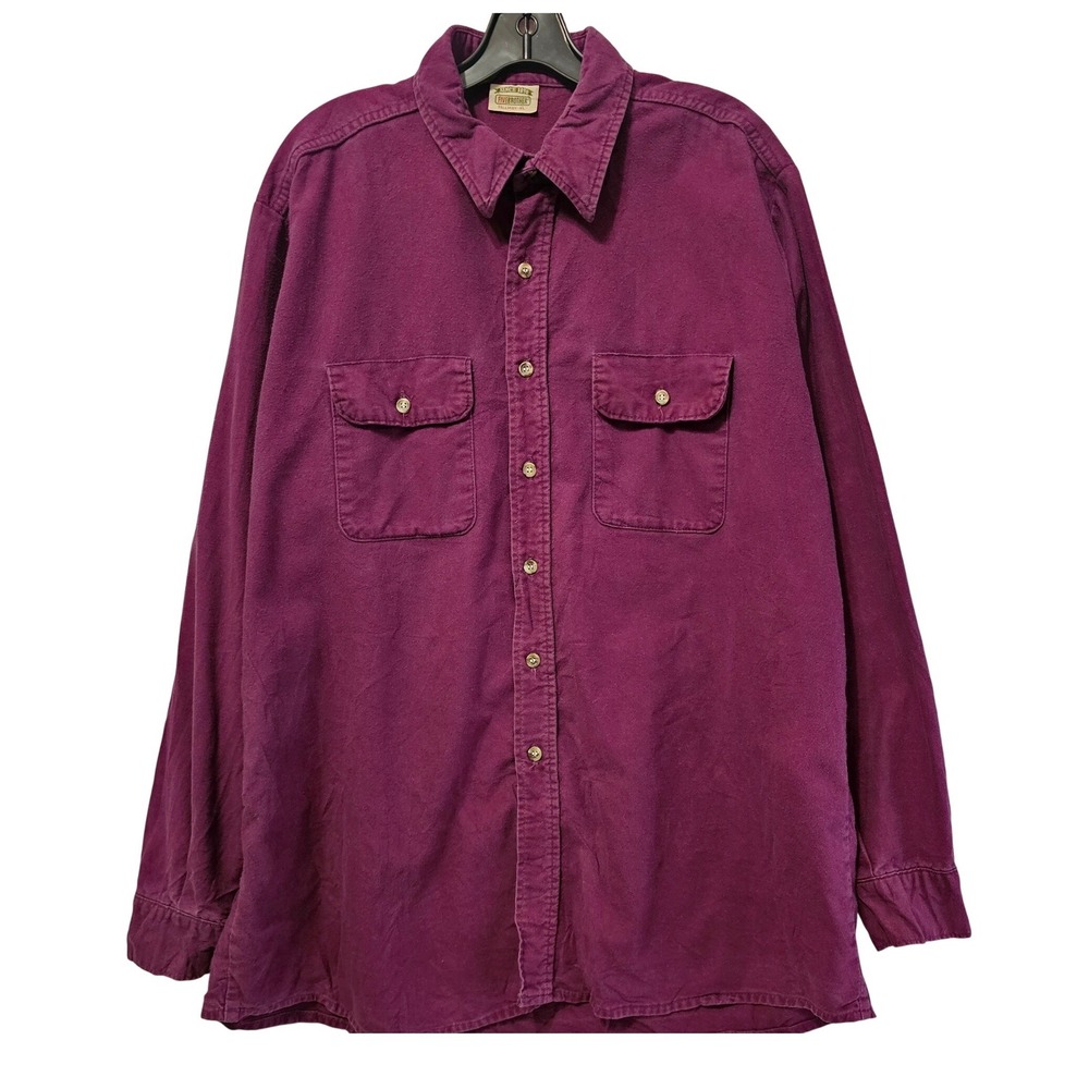 Vintage Five Brother Flannel Shirt Mens Tallman XL Purple Heavy Cotton Workwear